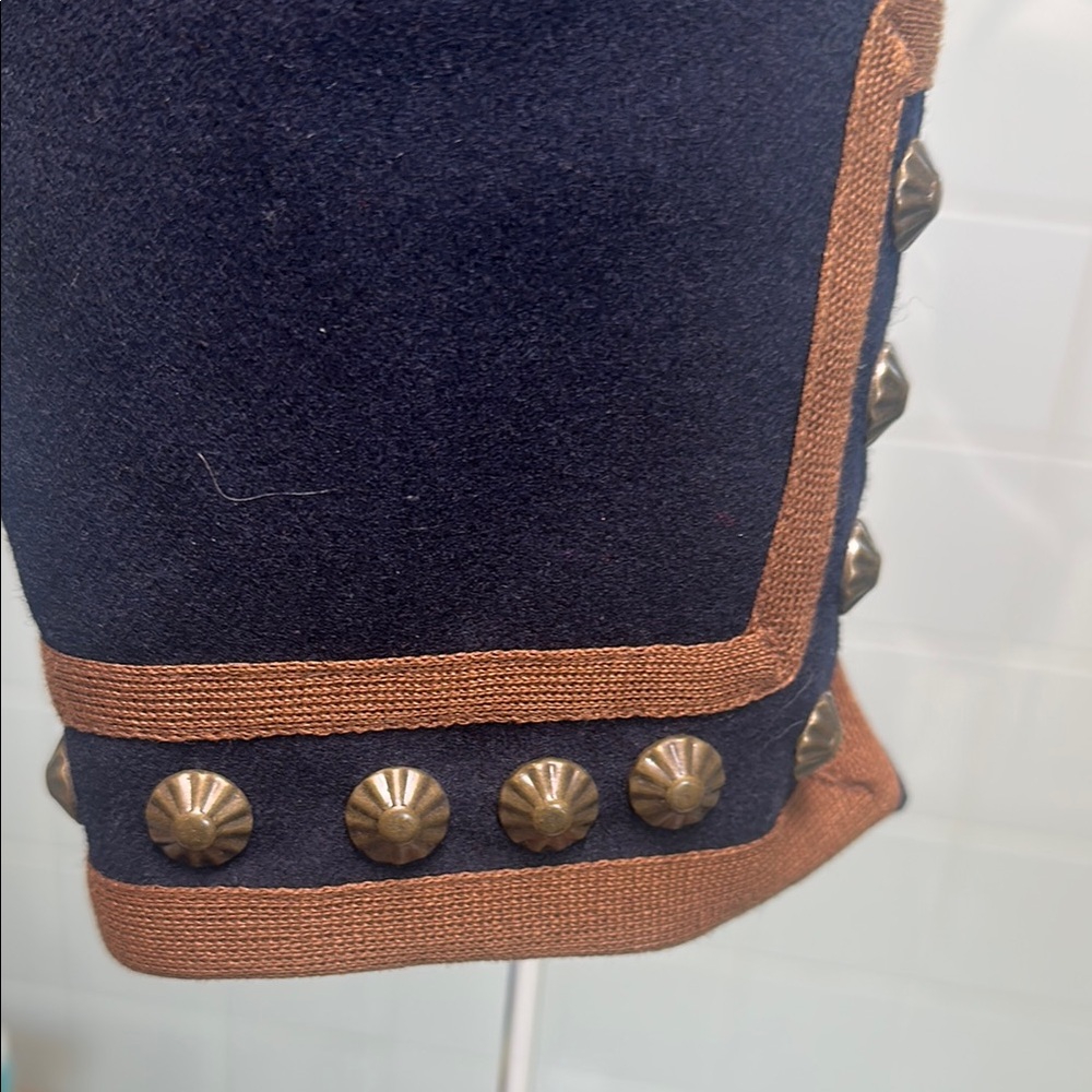 Vintage Double D Ranch Navy and Brown Ornate Trim with Studs Wool Blazer - Picture 4 of 5